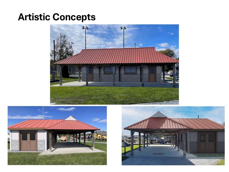 Lewes Mayor and City Council approved plans for the Overfalls Foundation’s proposed museum and workspace in Canalfront Park. This artist's concept shows the building’s single-roof design, incorporating the existing Monomoy pavilion. It would replace a storage shed between the Monomoy and the basketball courts. CITY OF LEWES IMAGE